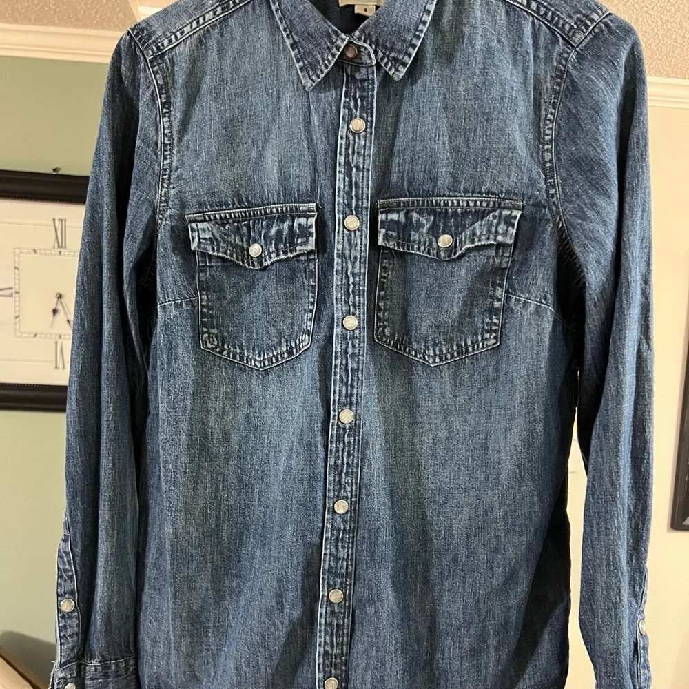 J. Crew Denim Button-Down Shirt in Indigo Blue